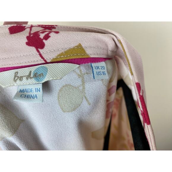 Boden Botanical Print Blush Pink Tunic Top Size 16 Cottagecore Elevated Artsy - Picture 3 of 7